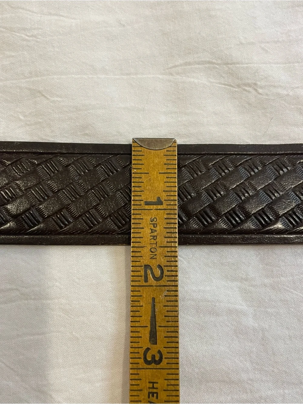Justin Tooled Basketweave Leather Belt Brown Made USA Western Casual 38 40
